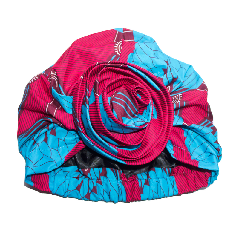 RED FEATHER Rose Satin-Lined Pre-tied Headwrap