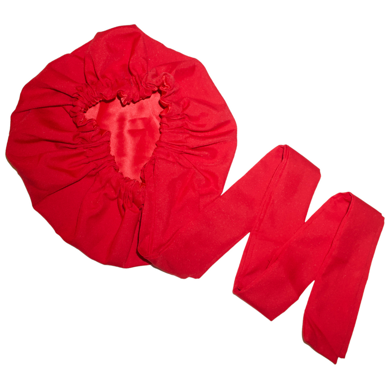 RED Satin-Lined Bonnet Head Wrap