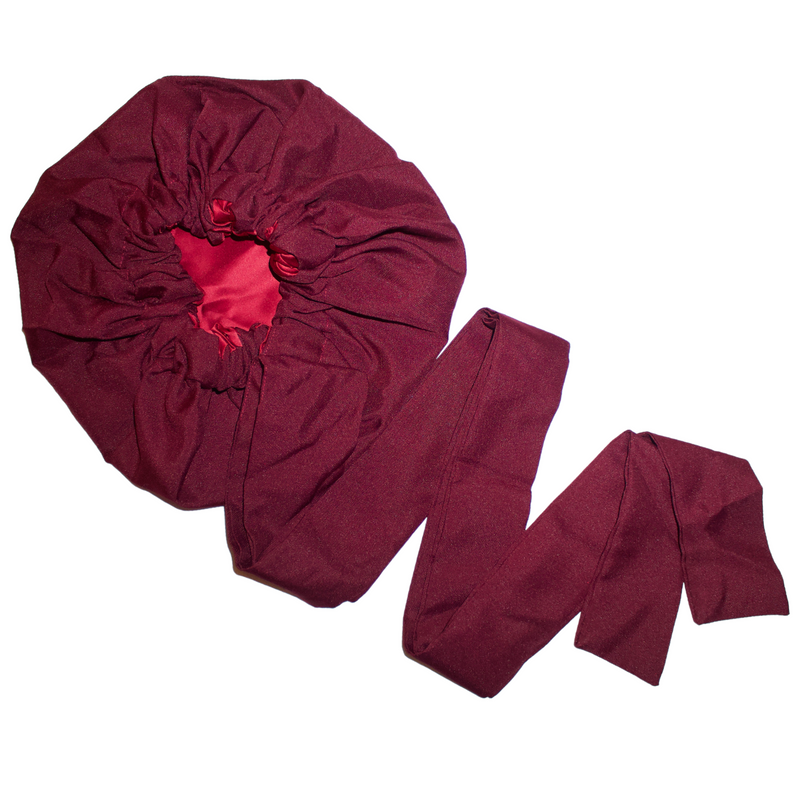 WINE RED Satin-Lined Bonnet Head Wrap