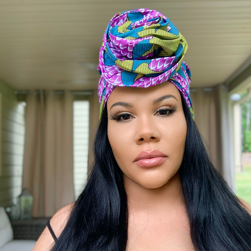 SCALES Rose Satin-Lined Pre-tied Headwrap