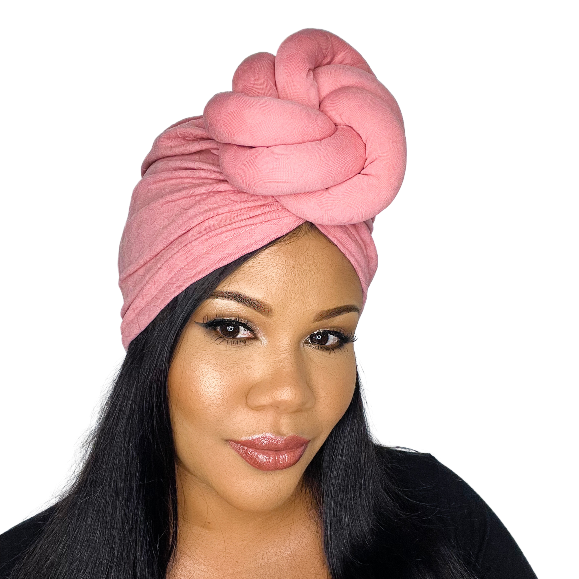 Pink Tying Head Scarf LIGHT PINK Statement Satin Lined Pre-Tied Wrap
