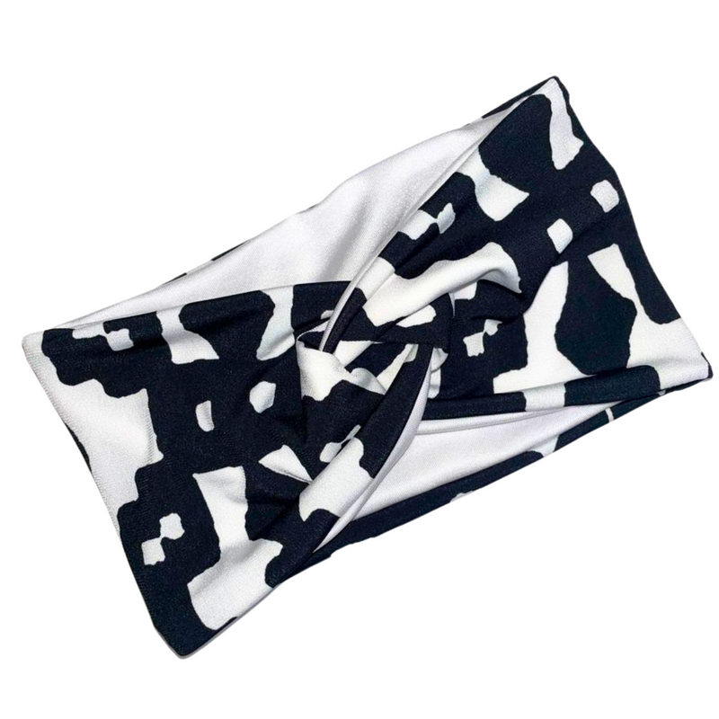 ABSTRACT Wide Lycra Satin-lined Headband