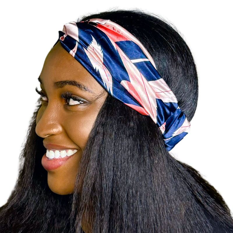 FLAMINGO Wide Twist Satin Headband