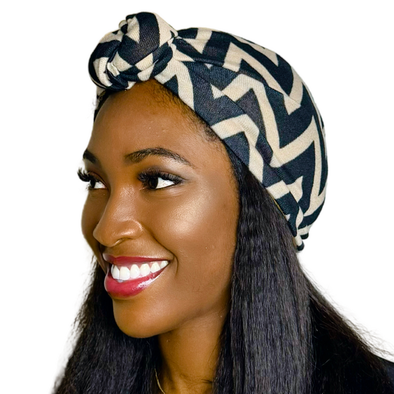 CHEVRON Satin-Lined Pre-tied Headwrap