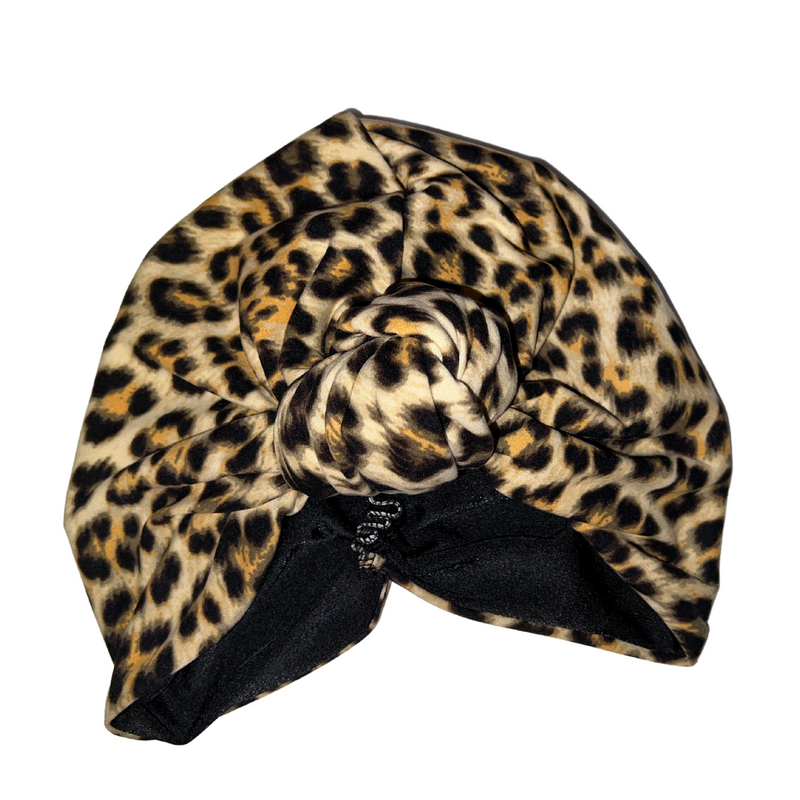 LEOPARD Satin-Lined Pre-tied Headwrap