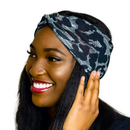 GREY CHEETAH 5" Wide Satin-lined Lycra Headband