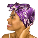 PURPLE FLORA Satin Sleep Scarf Bonnet