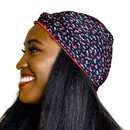 RED GREY 5" Wide Satin-lined Lycra Headband