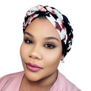 BLACK PINK FLORAL Braid Turban Pre-tied Headwrap