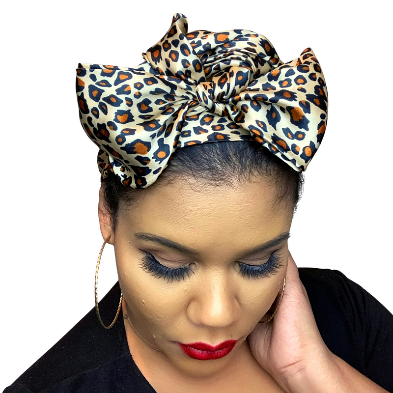 LEOPARD Satin Sleep Scarf Bonnet