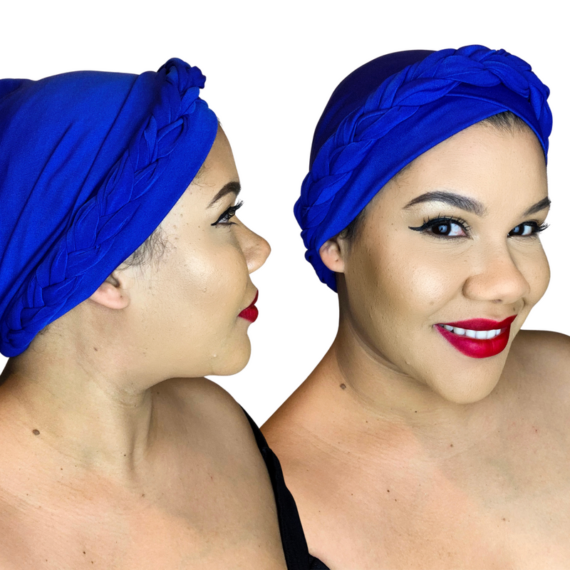ROYAL BLUE Braid Turban Pre-tied Headwrap