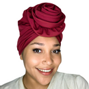 BURGUNDY Rose Satin-Lined Pre-tied Headwrap