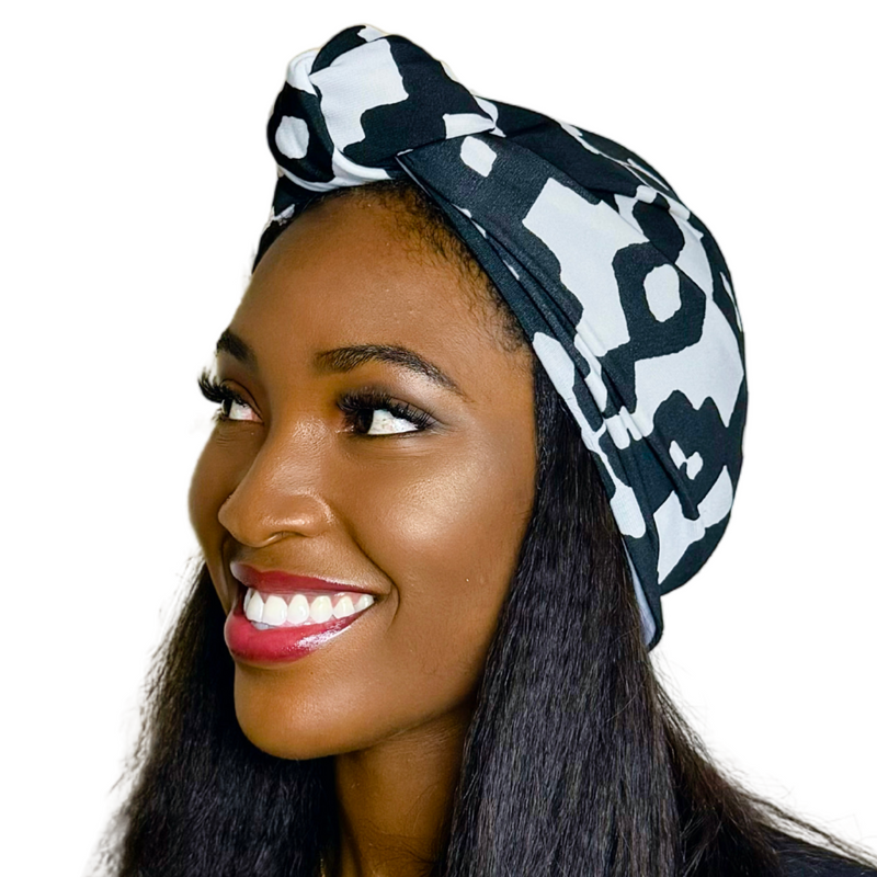 ABSTRACT Satin-Lined Pre-tied Headwrap