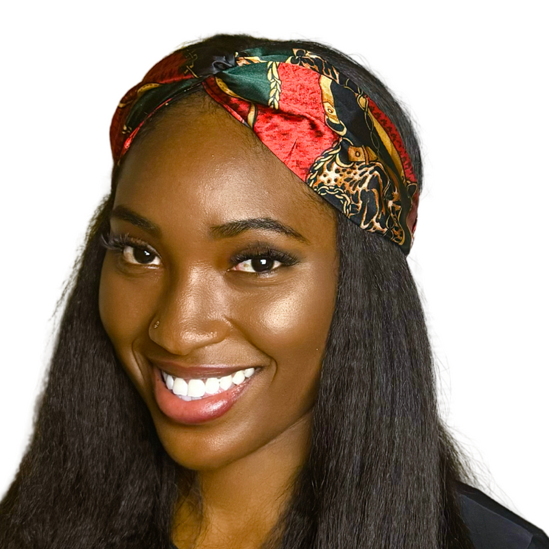 RED LINKS Wide Twist Satin Headband