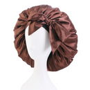 BOW Satin Sleep Bonnet CHOCOLATE