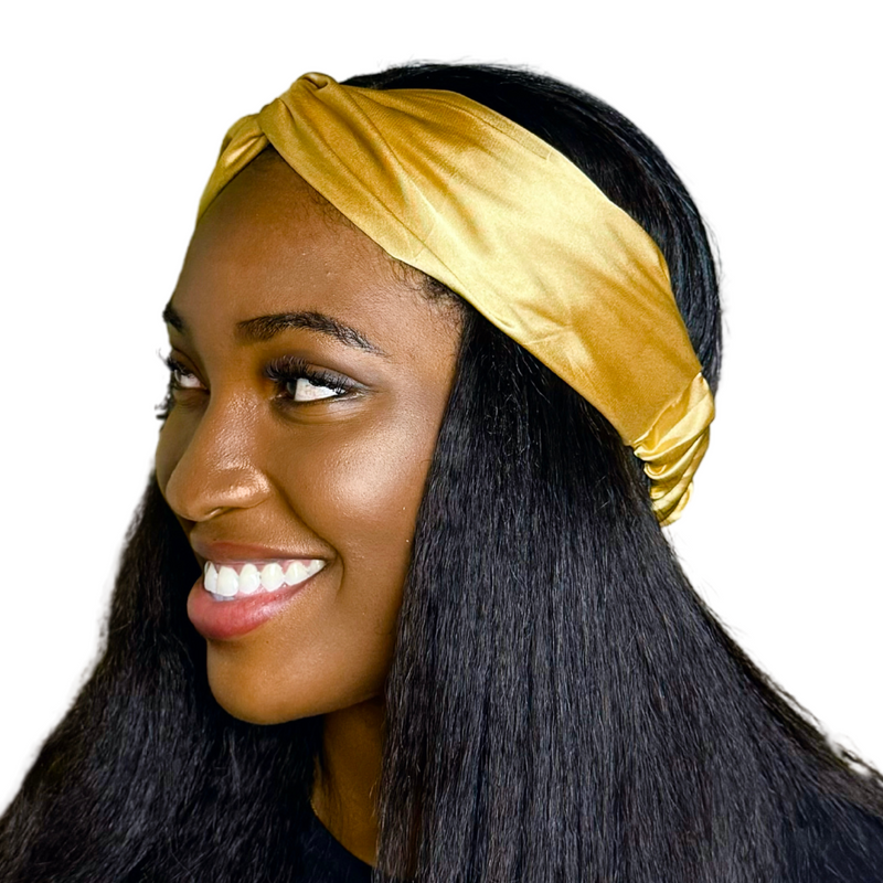 GOLD Wide Twist Satin Headband