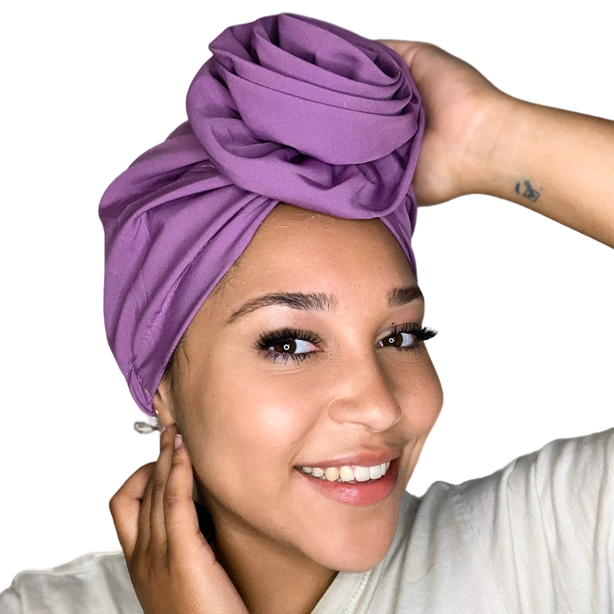 Ruched Lace Turban Headwrap in Dusty Rose Pink Lace Turban - Etsy main image 2