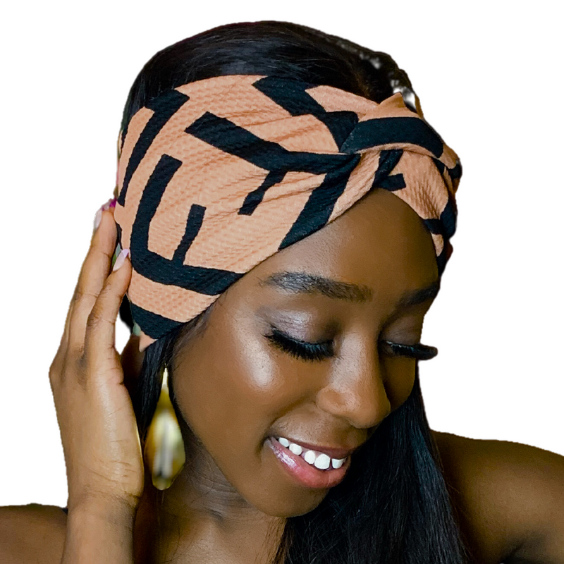 CHEVRON Wide Lycra Satin-lined Headband