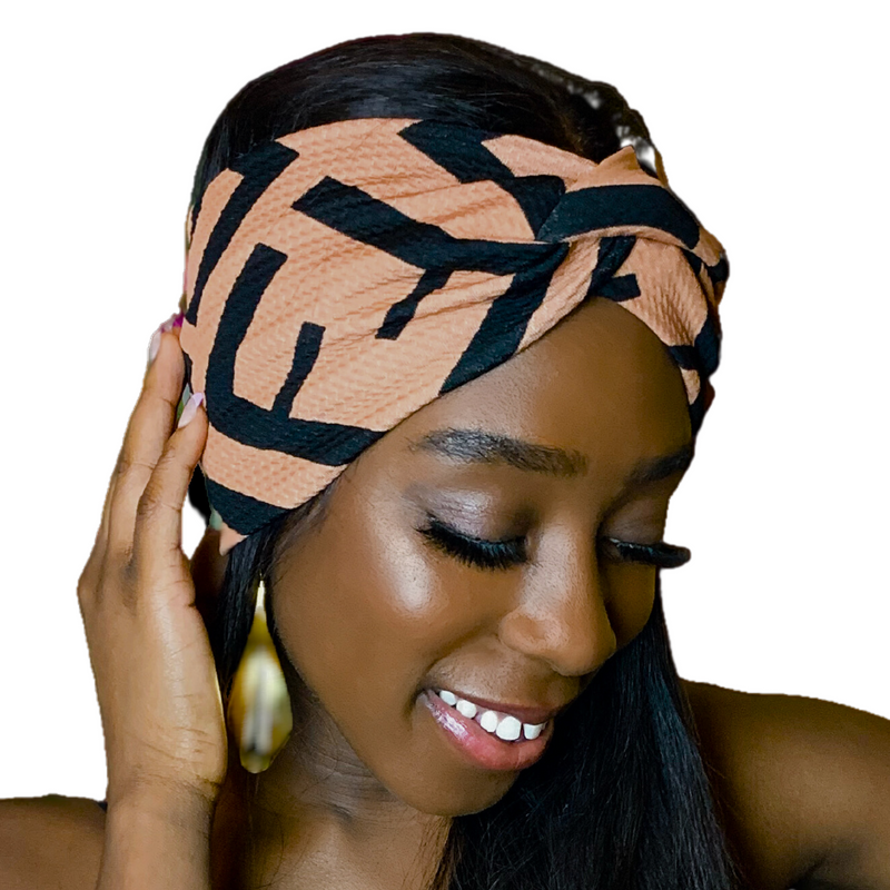 ABSTRACT Wide Lycra Satin-lined Headband