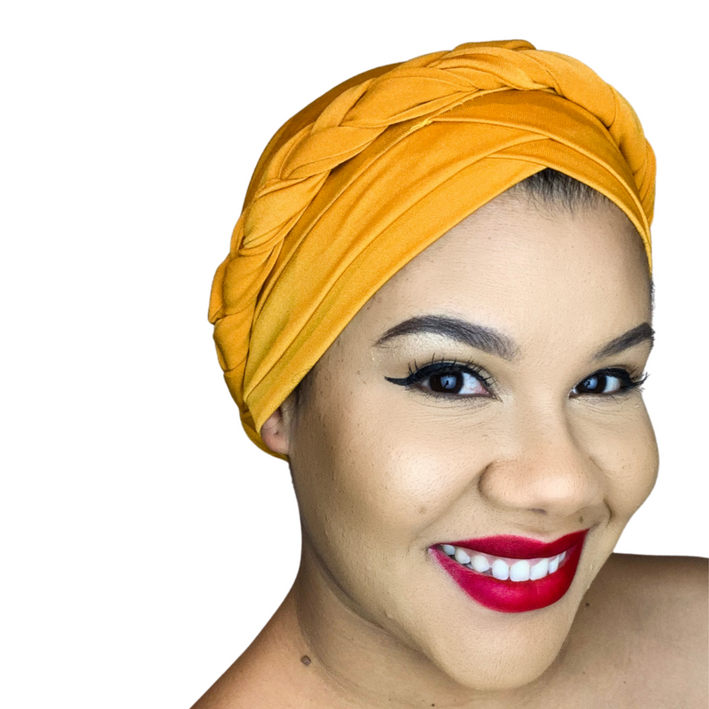 MUSTARD Braid Turban Pre-tied Headwrap