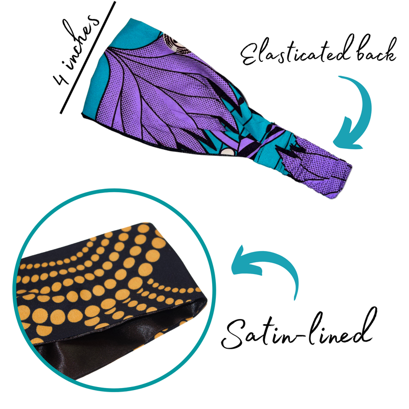 ARIEL 4" Wide Satin-lined Elasticated Back Headband