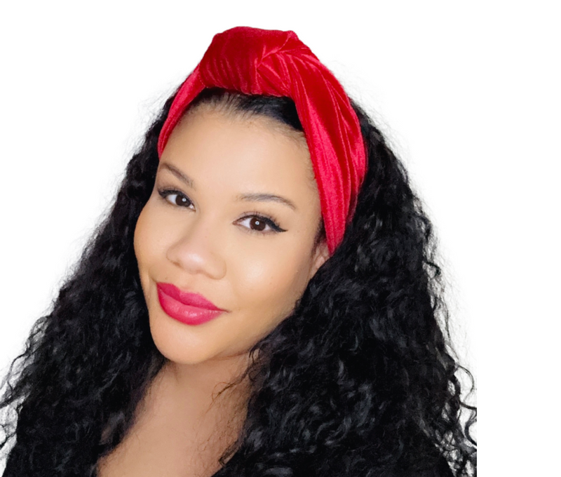 Luxurious Velvet Knotted Headband CHERRY RED