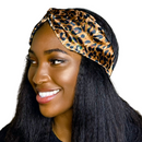 CHEETAH Wide Satin Elasticated Back Headband