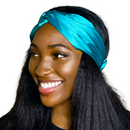 TURQUOISE Wide Satin Elasticated Back Headband