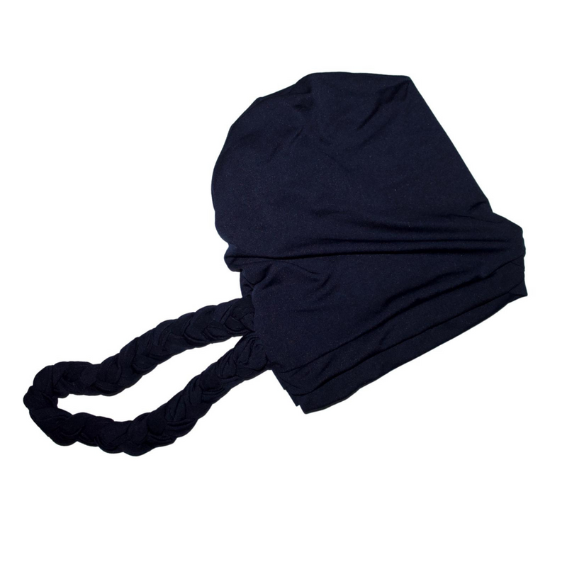BLUE CREAM FLORAL Braid Satin-Lined Turban Pre-tied Headwrap
