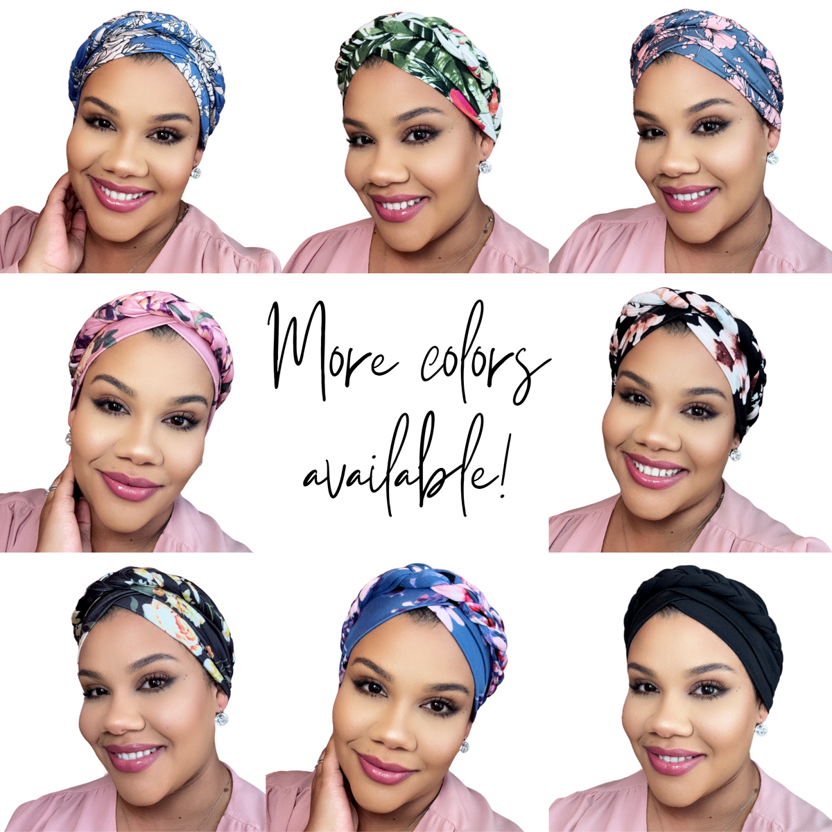 Elegant Braided Satin Turban Headwrap in Hot Pink for Women Hot Pink - Women Soft Stretch HeadWrap Turban – Rosemade main image 3