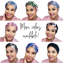 BLUE PURPLE FLORAL Braid Turban Pre-tied Headwrap