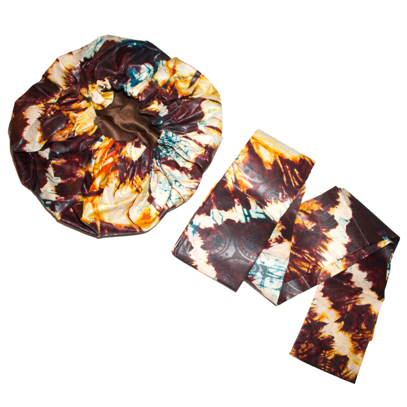 FIREWOOD Adire Satin-Lined Bonnet Headwrap