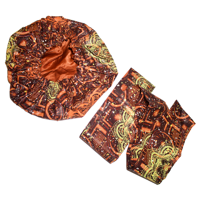 GRAFFITI Adire Satin-Lined Bonnet Headwrap