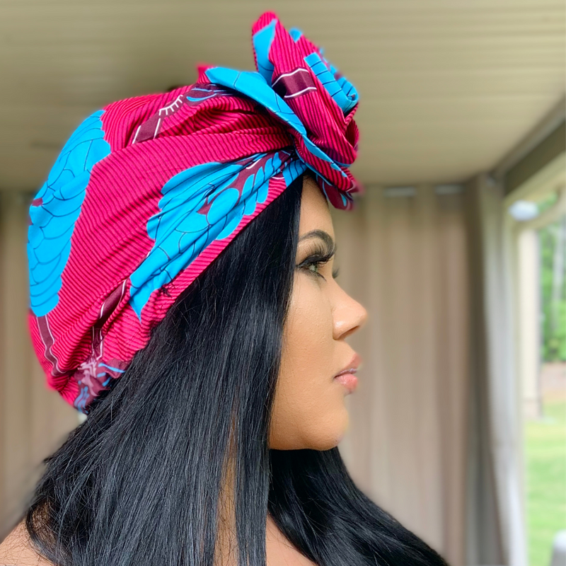 RED FEATHER Rose Satin-Lined Pre-tied Headwrap