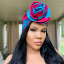 RED FEATHER Rose Satin-Lined Pre-tied Headwrap