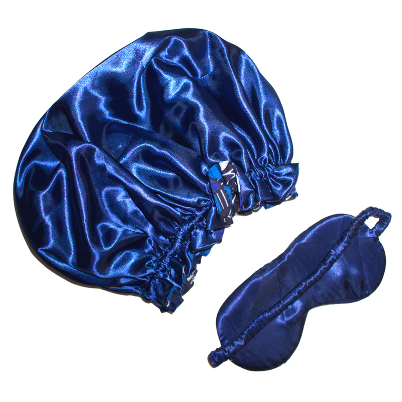 BLUE LINKS Bonnet and Eye Mask Set