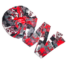 RED BLACK Satin-Lined Bonnet Head Wrap