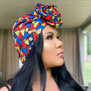 TRI-COLOR Rose Satin-Lined Pre-tied Headwrap