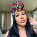 TRI-COLOR Rose Satin-Lined Pre-tied Headwrap