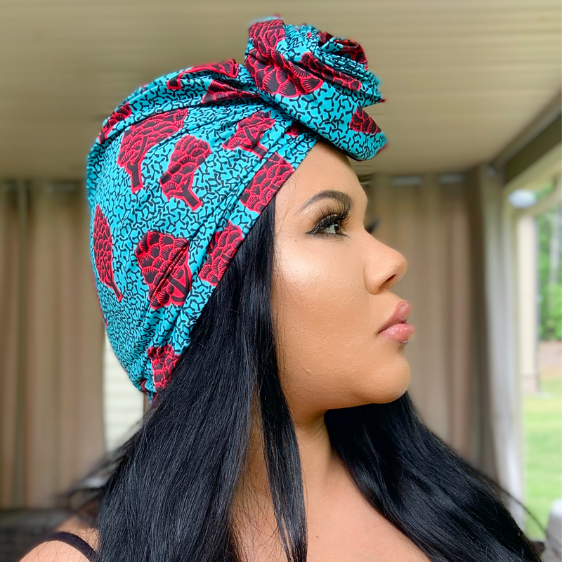 RED PINES Rose Satin-Lined Pre-tied Headwrap