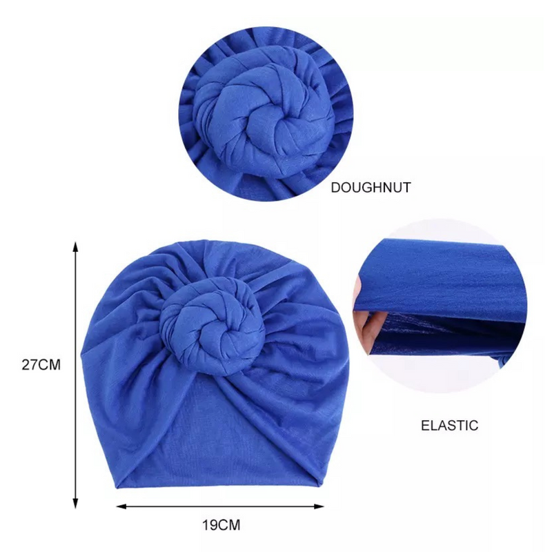 BLUE Jersey Pre-Tied Headwrap