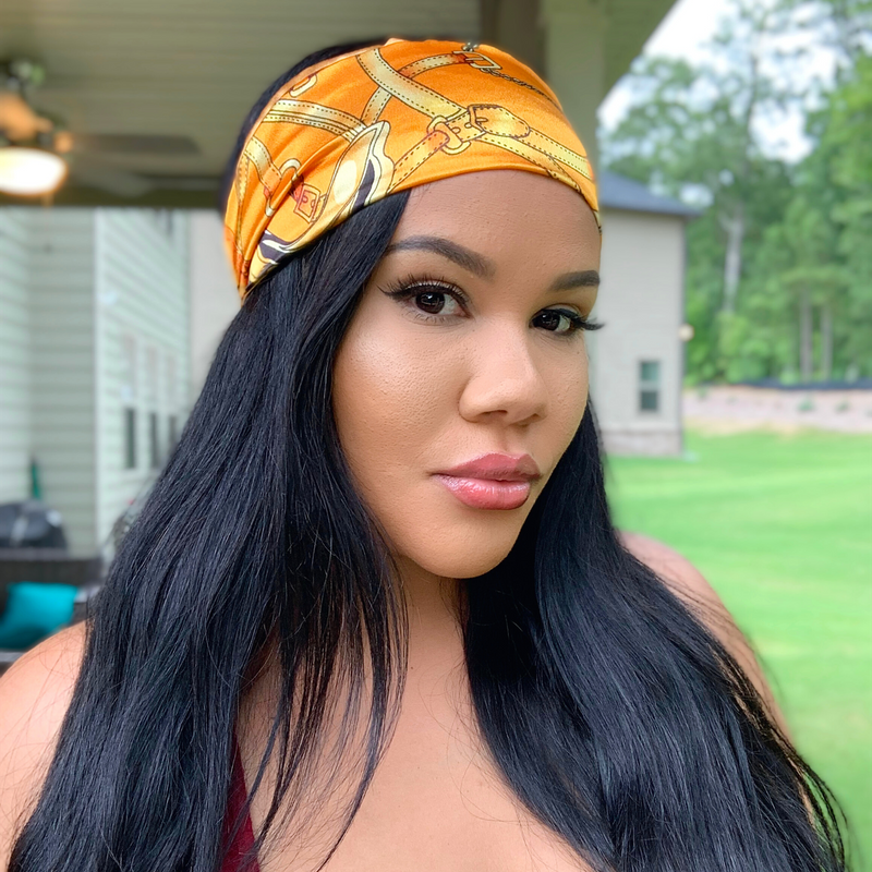 BUCKLE UP Satin-Lined Elasticated Headband
