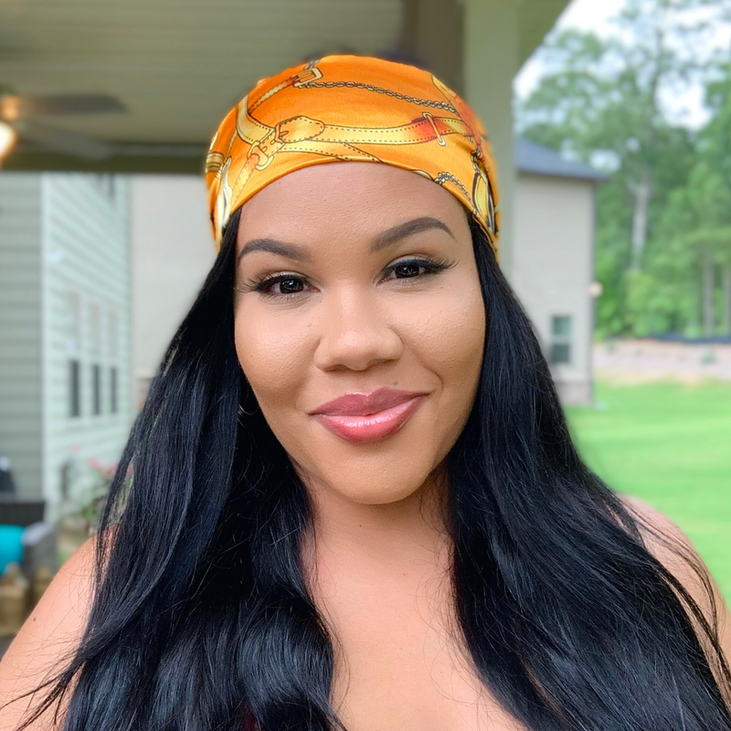 BUCKLE UP Satin-Lined Elasticated Headband