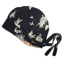 BLACK FLORAL Satin-Lined Chiffon Scrub Bonnet