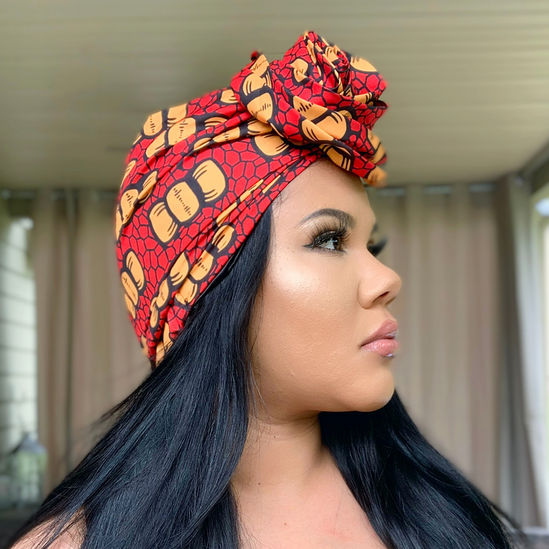 CANDY CORN Rose Satin-Lined Pre-tied Headwrap