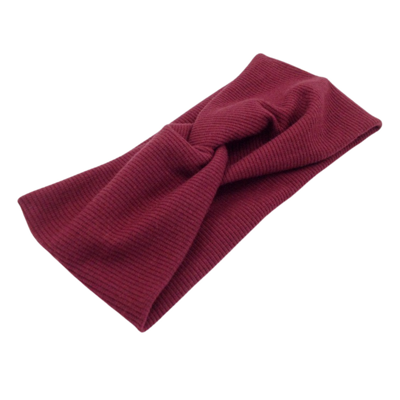 BURGUNDY Ribbed Wide Stretchy Headband