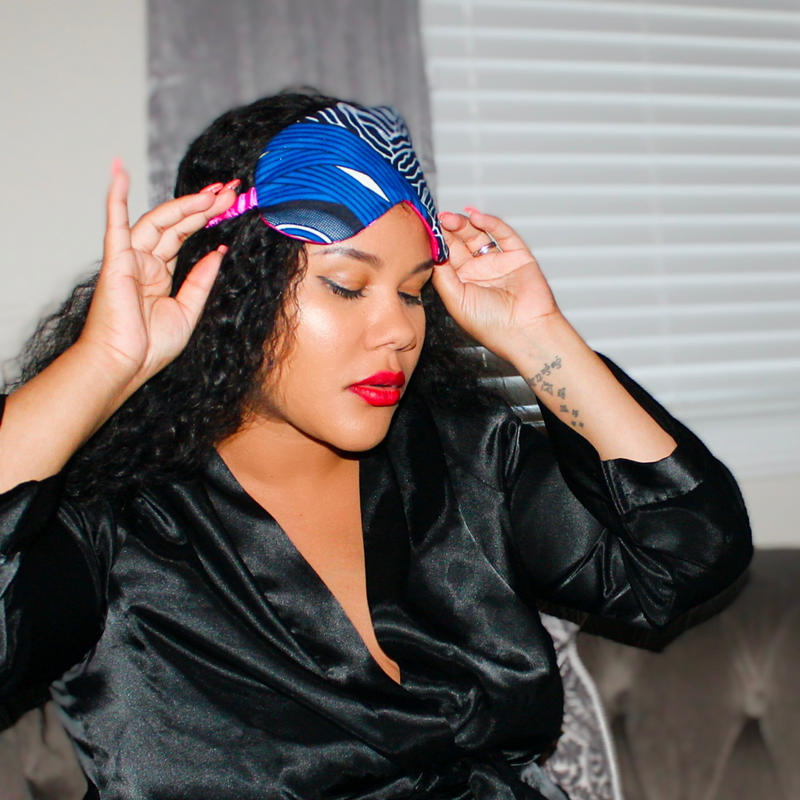 GREEN BLUE Bonnet and Eye Mask Set