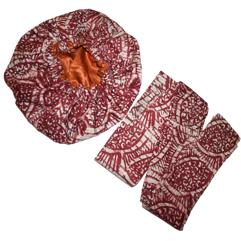 TRIBAL Adire Satin-Lined Bonnet Headwrap