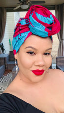 RED FEATHER Rose Satin-Lined Pre-tied Headwrap