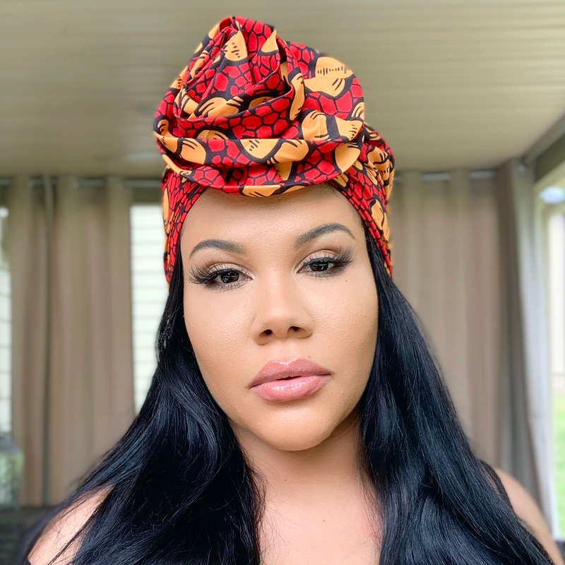 CANDY CORN Rose Satin-Lined Pre-tied Headwrap